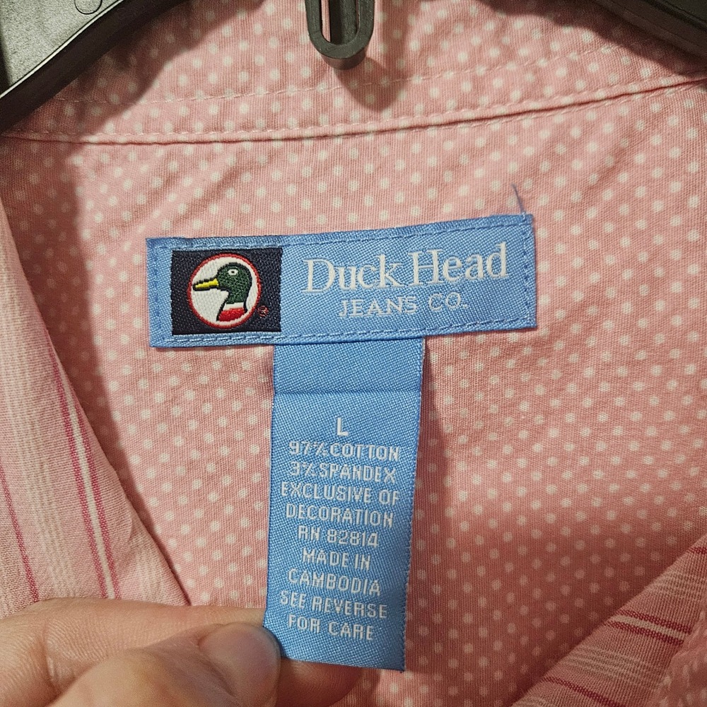Duck Head Jeans Co Womens Pink Striped Long Sleeve Button Down Shirt Large - Picture 3 of 4